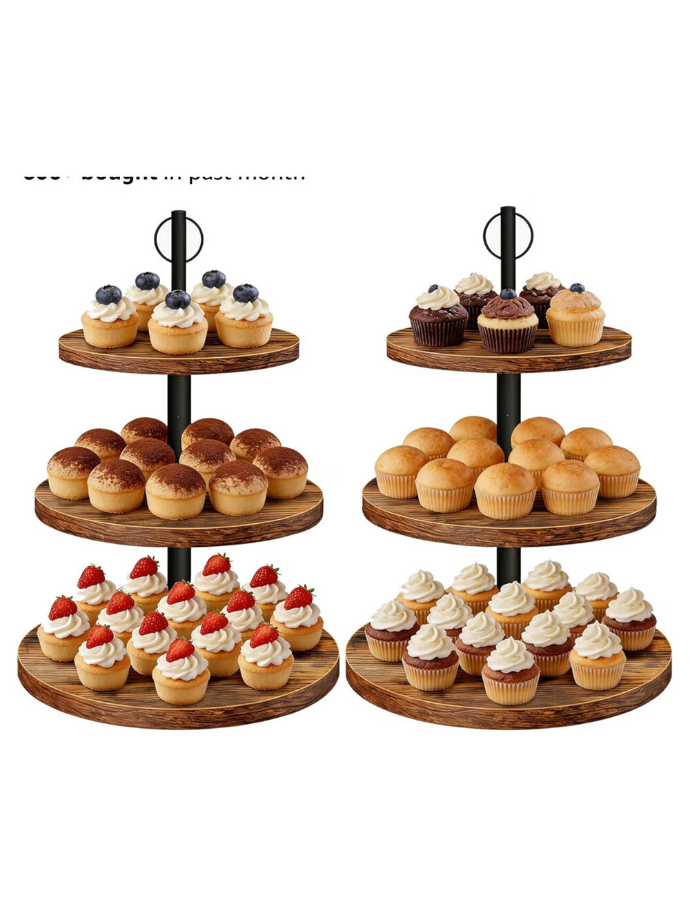 Wooden Cupcake Stand 2 Pack Large Cupcake Tower Stand 3 Tier